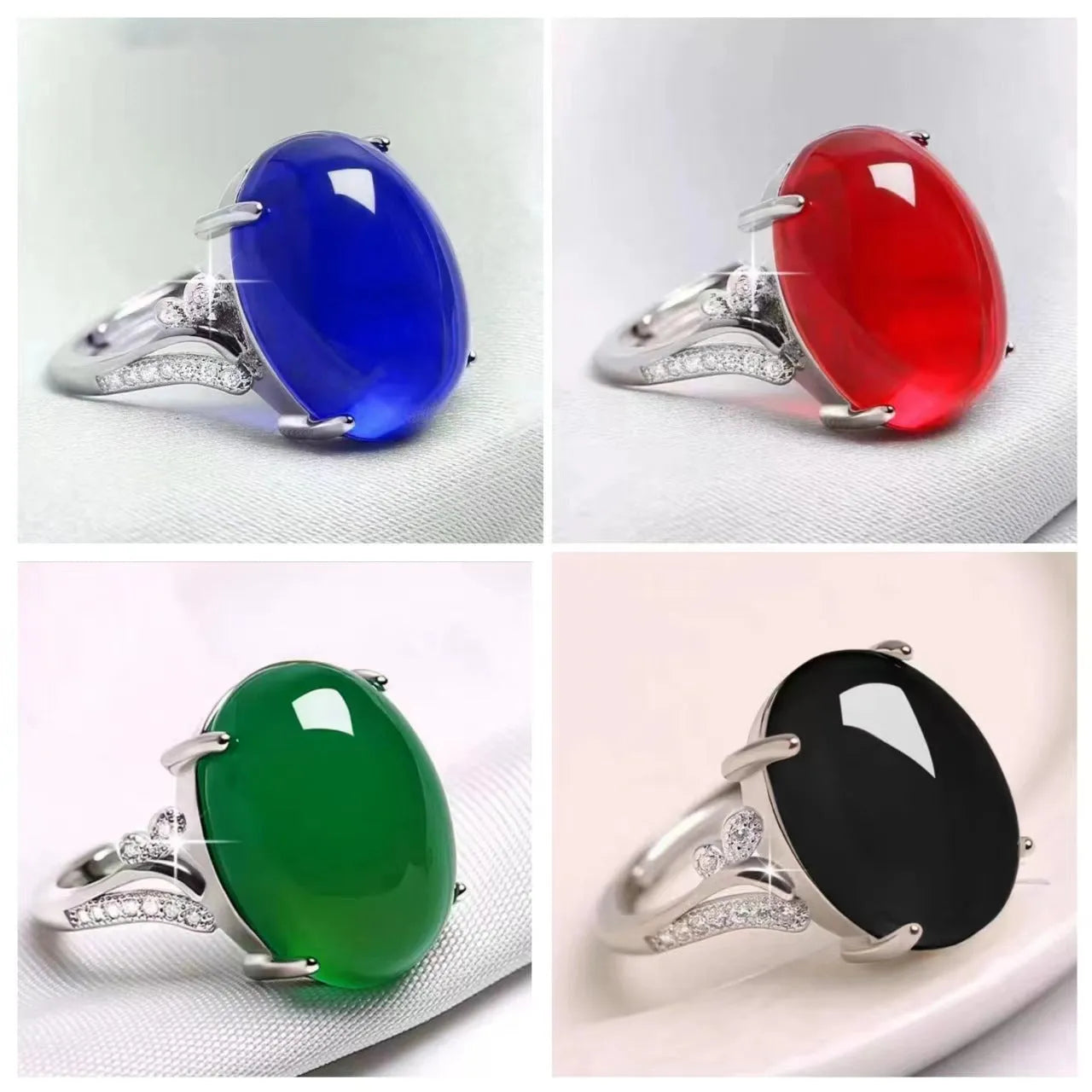 Adjustable alloy ring with geometric patterns in black, blue, green, red, or yellow colours