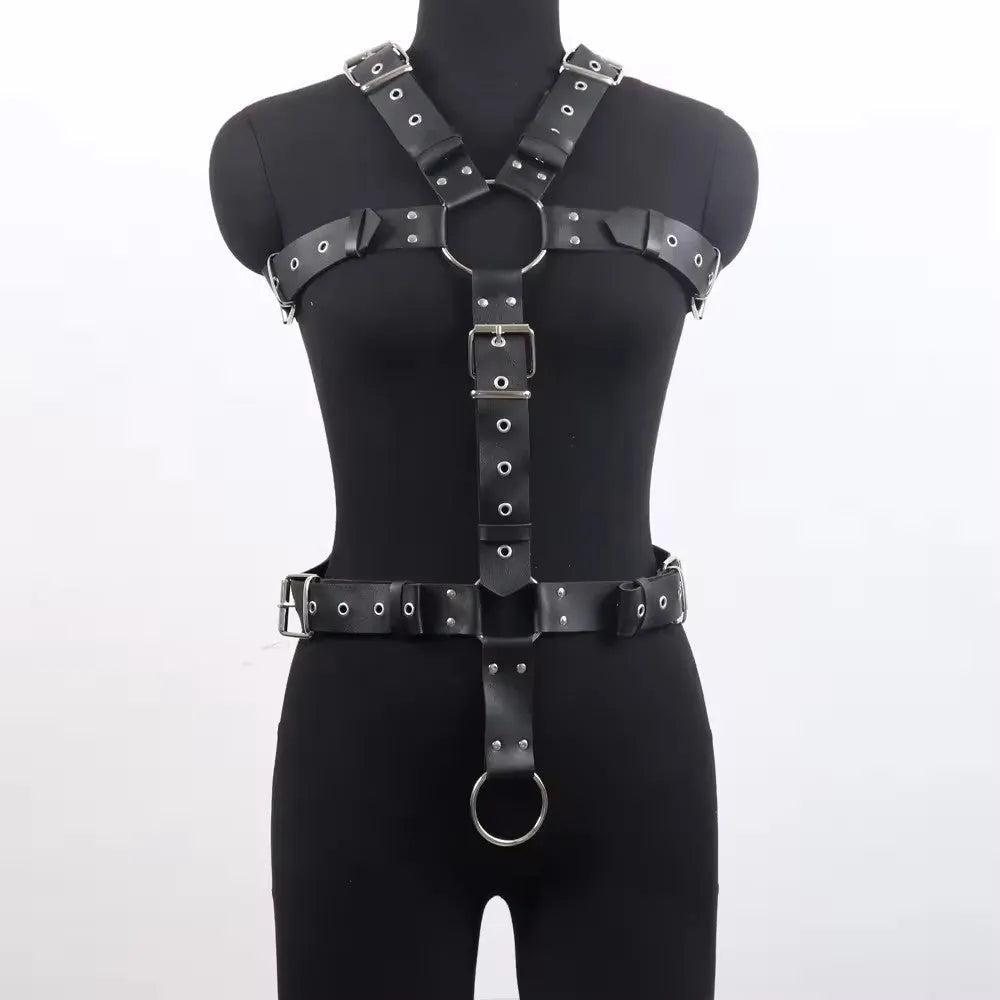 Black imitation leather underbust waist trainer belt with a thin strap and pin buckle clasp.