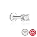 Platinum plated sterling silver geometric petal diamond stud earrings with clip-on fitting in multiple designs
