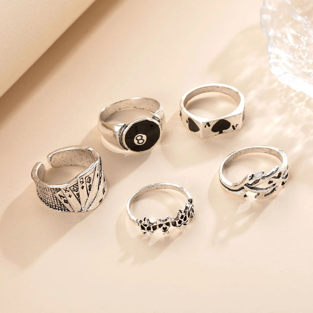 Black alloy ring with spade card design for women's poker-themed jewellery