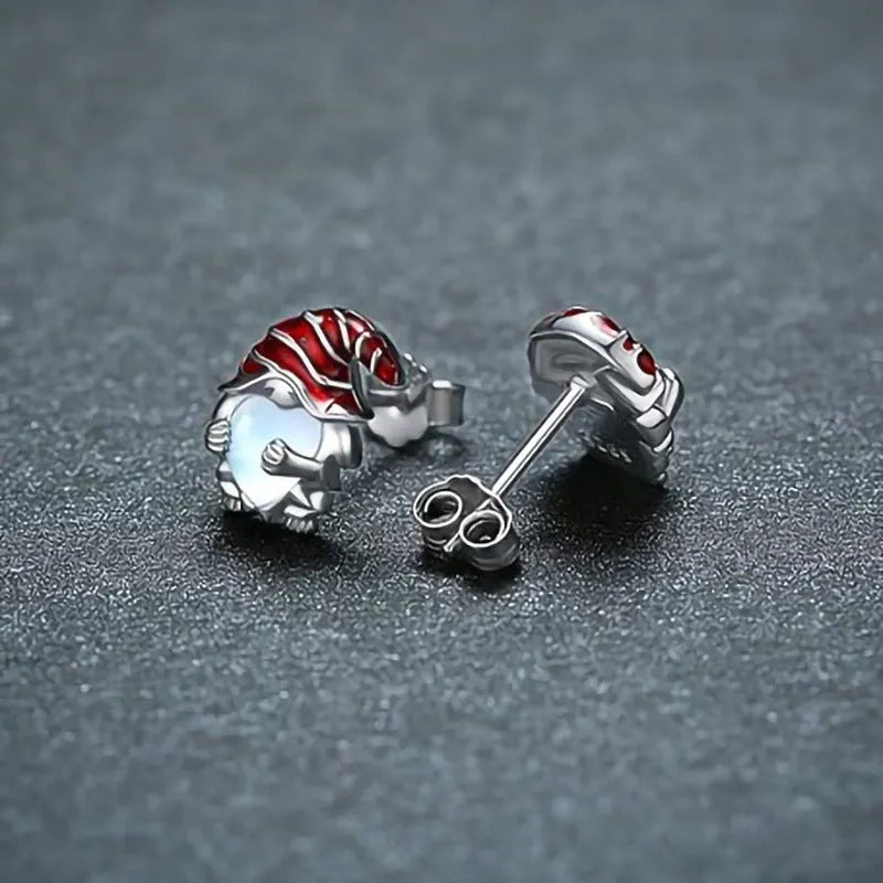 White gold colour Santa Claus heart earrings for women with electroplated finish