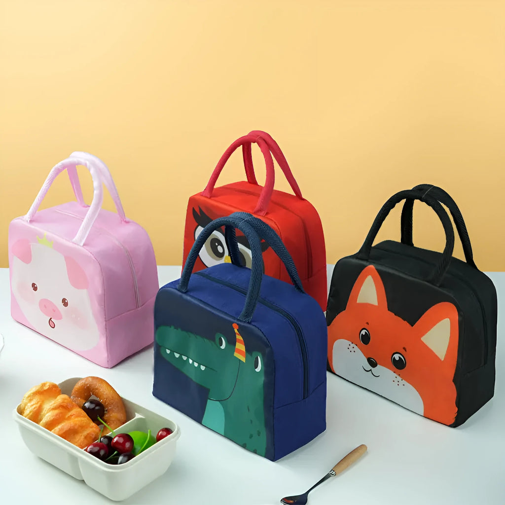 Cartoon animal insulated lunch box bag with aluminium foil lining for children