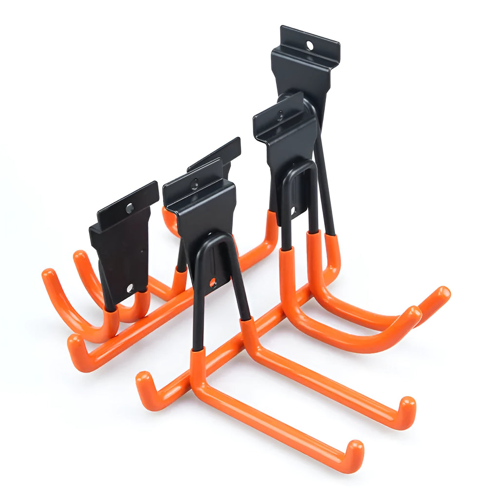 Wire wrap board metal storage fixed hook in bright orange carbon steel with mounting screws