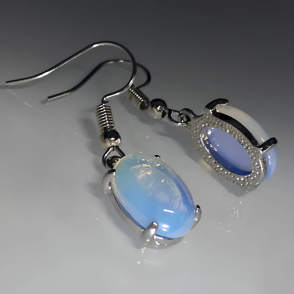 Moonstone opal cross design earrings with electroplated alloy retro style