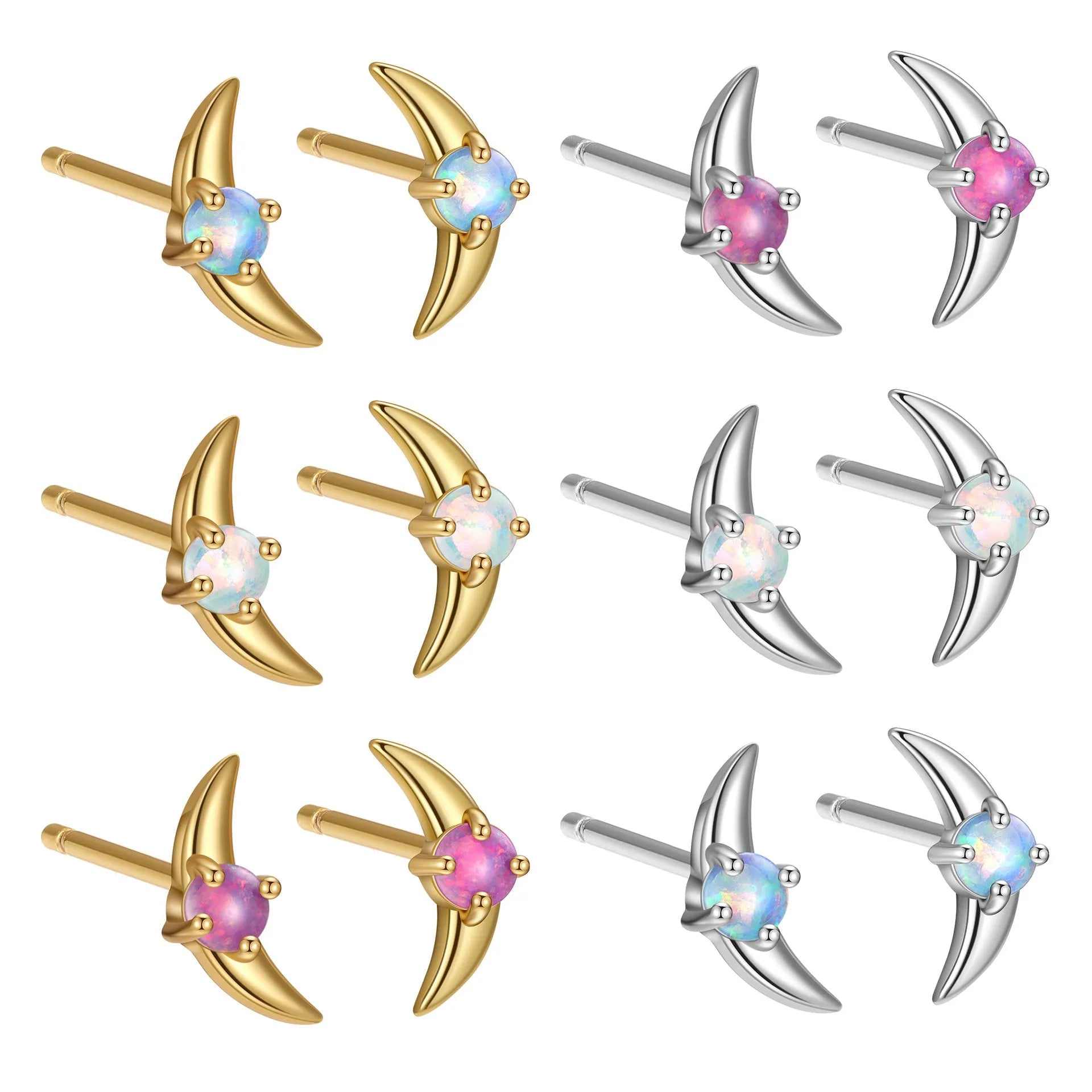 925 silver geometric stud earrings with electroplated finish and coloured stone