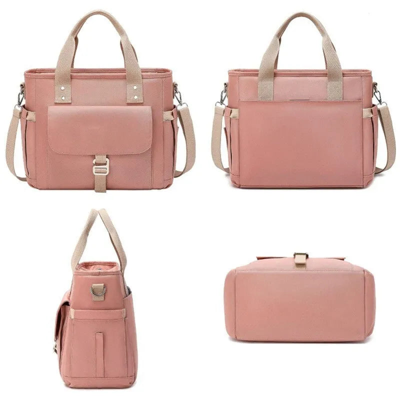Portable Oxford cloth picnic bag with removable shoulder strap and side pocket in cube design