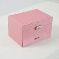 Hard PU leather jewellery storage box in European-American style measuring 22.5cm x 15.5cm x 14cm