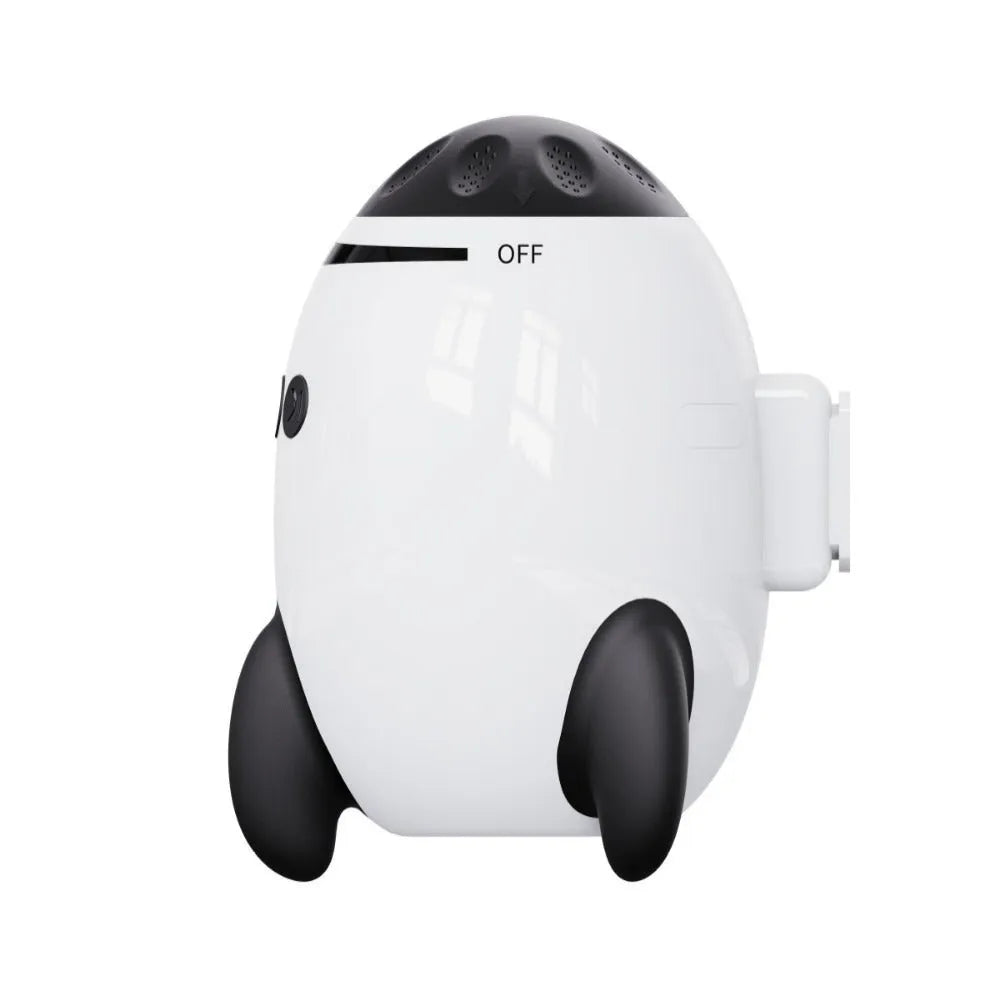 White baby sleep comforter device with automatic shaking and Bluetooth connectivity for infant strollers