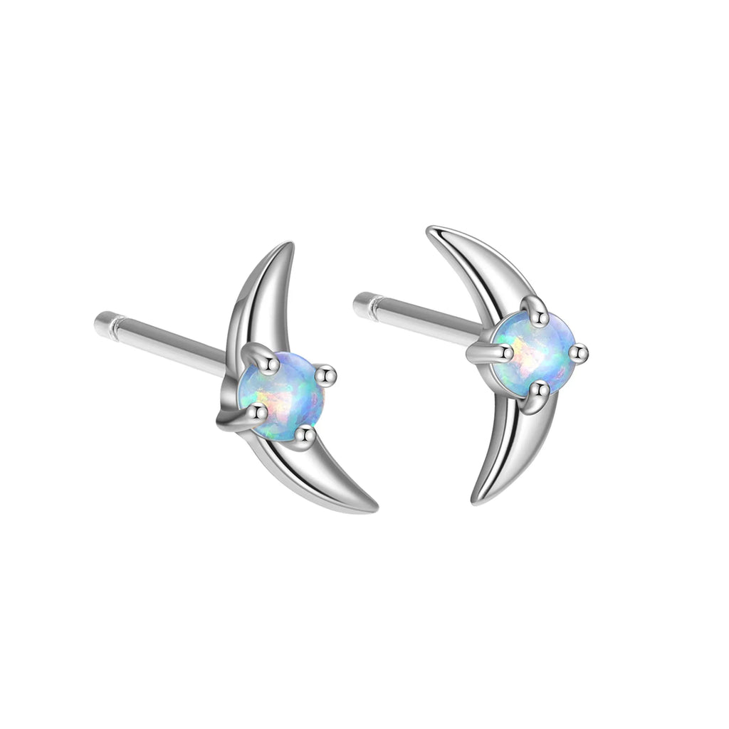 925 silver geometric stud earrings with electroplated finish and coloured stone
