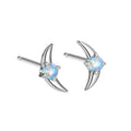 925 silver geometric stud earrings with electroplated finish and coloured stone
