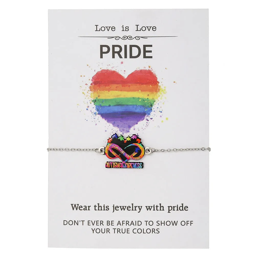 Stainless steel friendship necklace with colour printed inspirational design on chain.