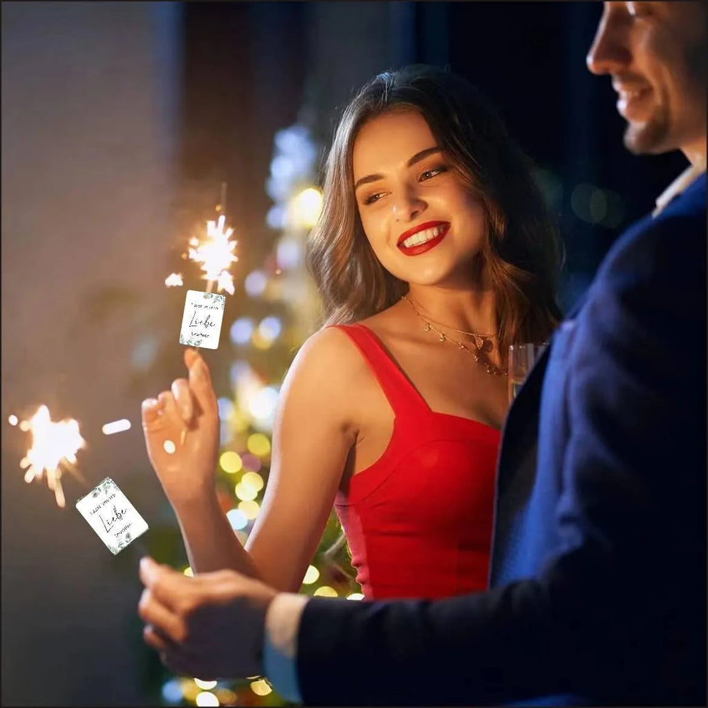 Fireworks design decorative paper labels with 'I Make Love Sparkling' text for wedding and celebration events