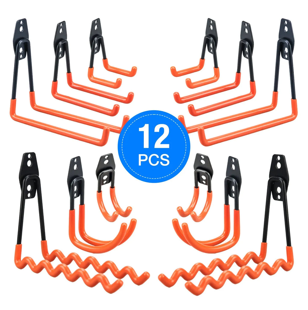 Wire wrap board metal storage fixed hook in bright orange carbon steel with mounting screws