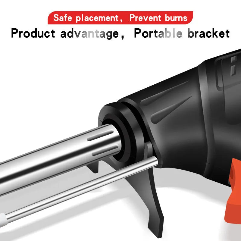 Black alloy soldering gun kit with light, showing 205mm by 170mm dimensions