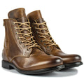 Knight Series brown leather boots with side zipper on a white background