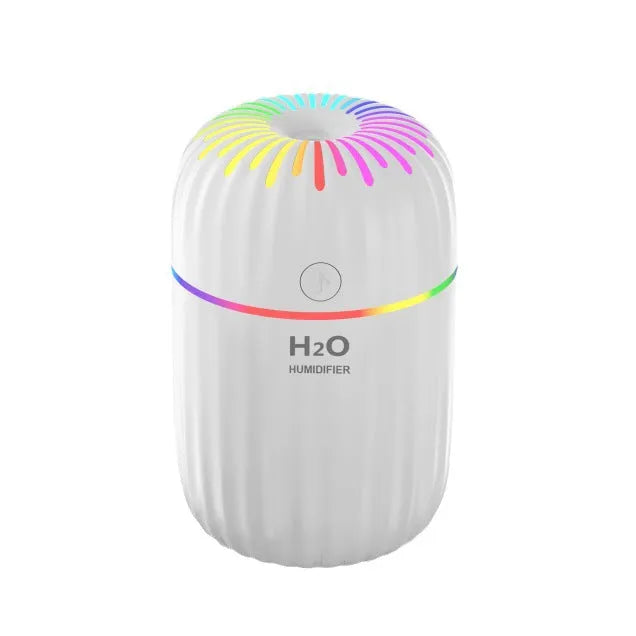 Mini USB aromatherapy humidifier in animal design with green, pink, and white colour options on a white background.
