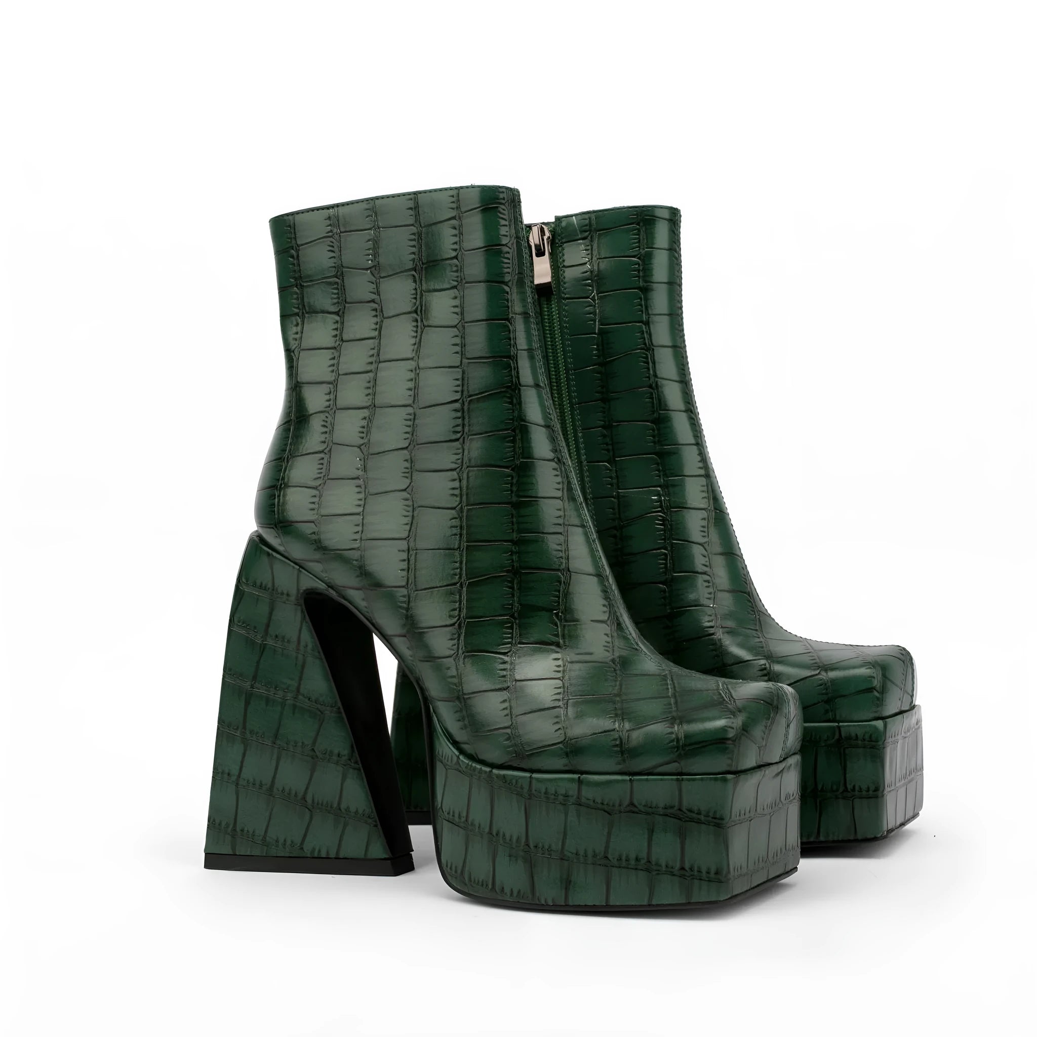 Women's ankle boot with a high heel in artificial PU leather, shown in a solid colour.