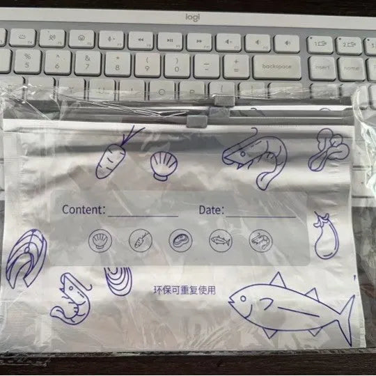 Pack of ten aluminium foil sealed storage bags in three different sizes on a white background.