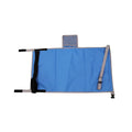 Portable children's aircraft pedal seat extender with drawstring storage pocket in blue