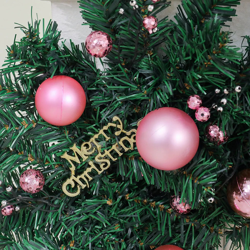 2.7 metre pink Christmas rattan decoration with 240 LED lights in small fruit design