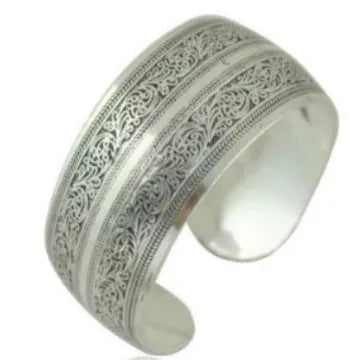Ethnic Miao silver carved openwork bracelet with Roman shape in turtle colour