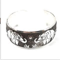 Ethnic Miao silver carved openwork bracelet with Roman shape in turtle colour