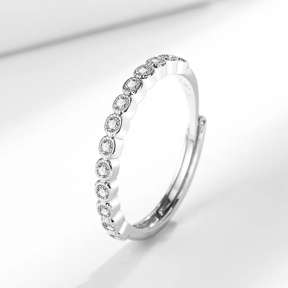 Women's geometric open mouth ring with diamond tail detailing in Korean style