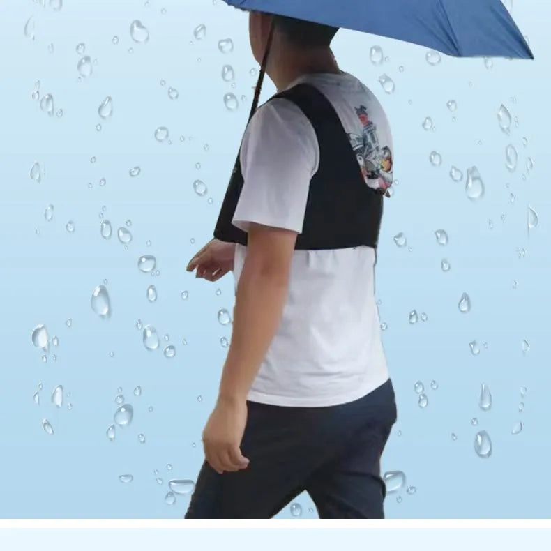 Black portable umbrella holder with shoulder strap for a manual 10-bone sunshade
