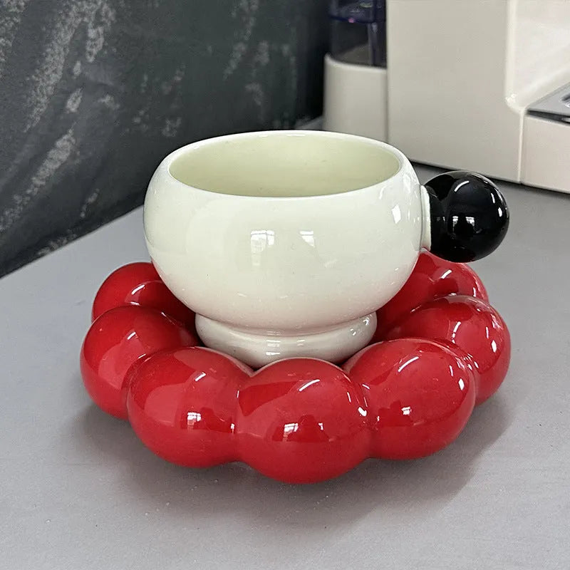 Ceramic coffee cup and saucer set 250ml capacity in Nordic style with high temperature resistant properties