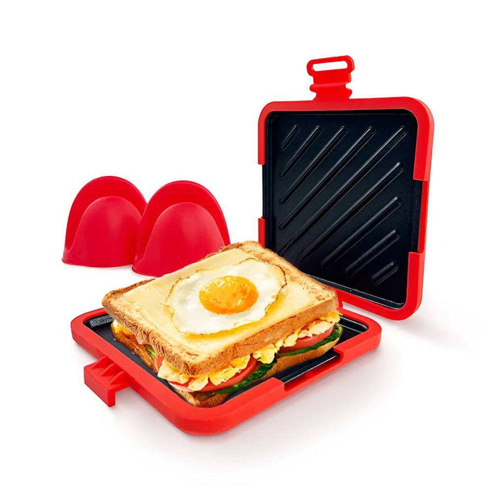 Red silicone handbag baking tray with anti-scald design and protective gloves