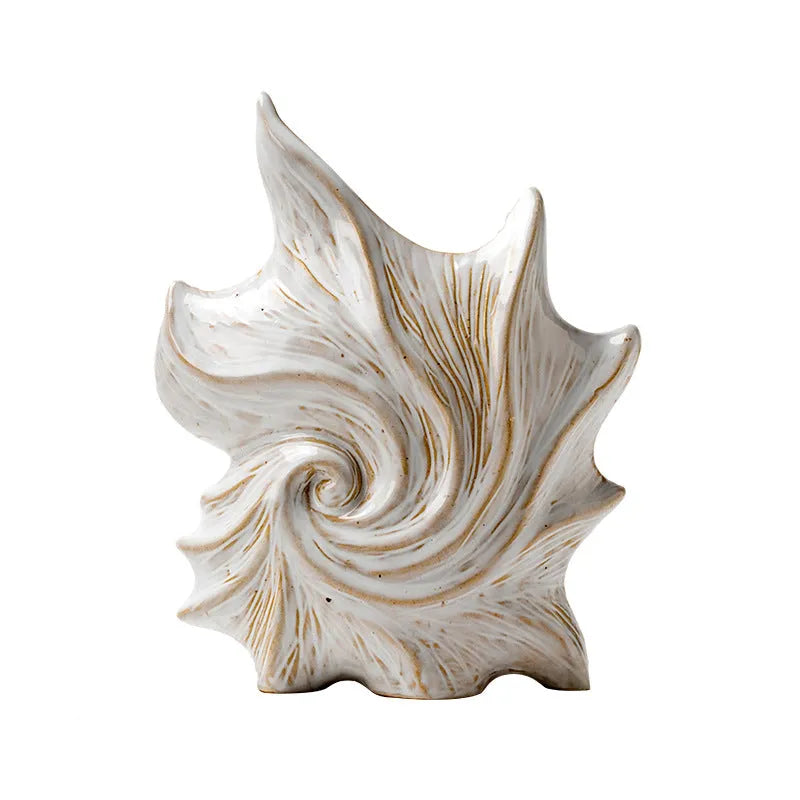European retro style ceramic vase with a coloured glaze finish on a wooden table.