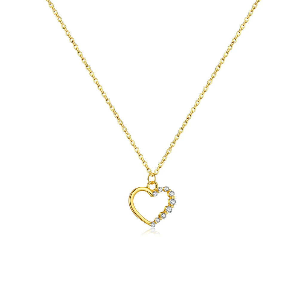 S925 sterling silver hollow heart pendant necklace on a regular chain.