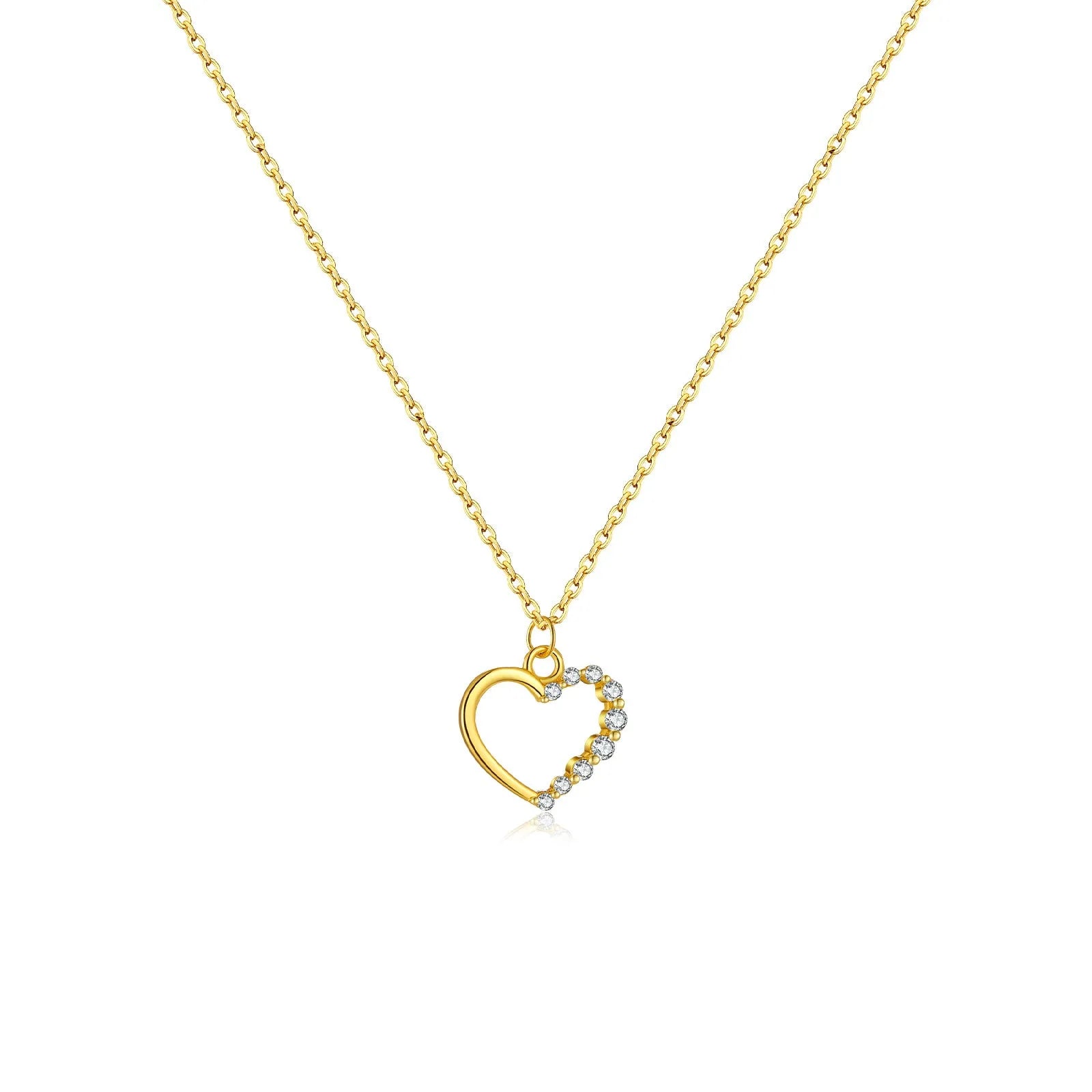 S925 sterling silver hollow heart pendant necklace on a regular chain.