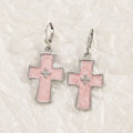 Women's alloy earrings with cross crystal designs in five colour variations including white K liquid cross and antique silver XINGX