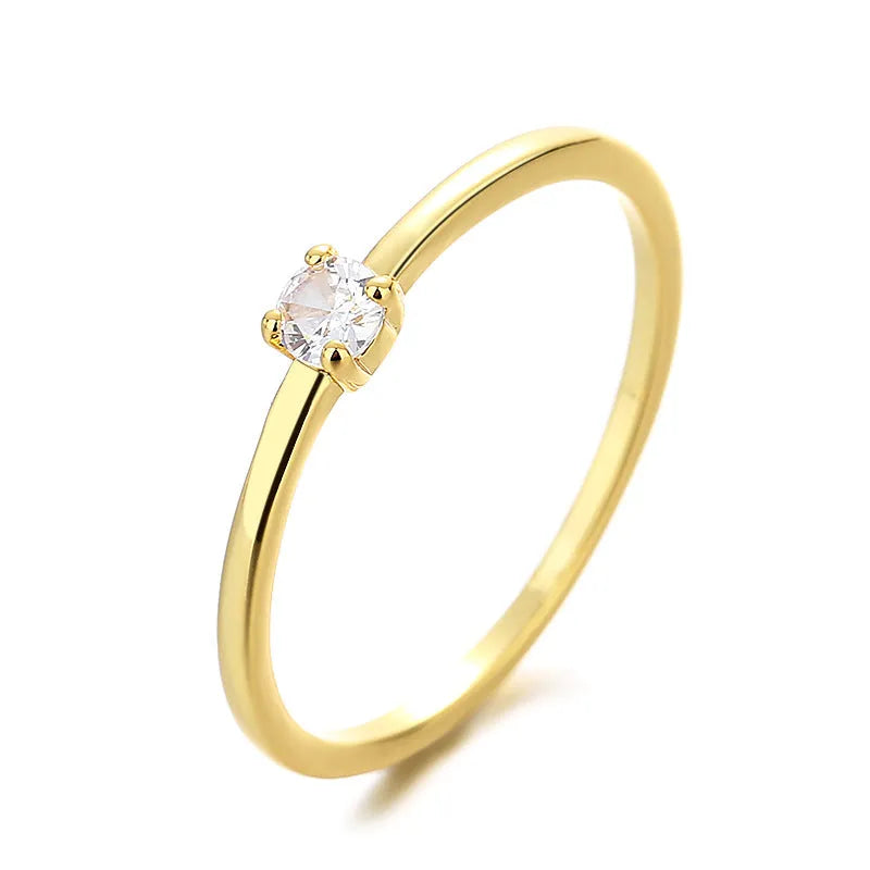 Women's twin-style circle ring with single diamond on copper band showing colour options