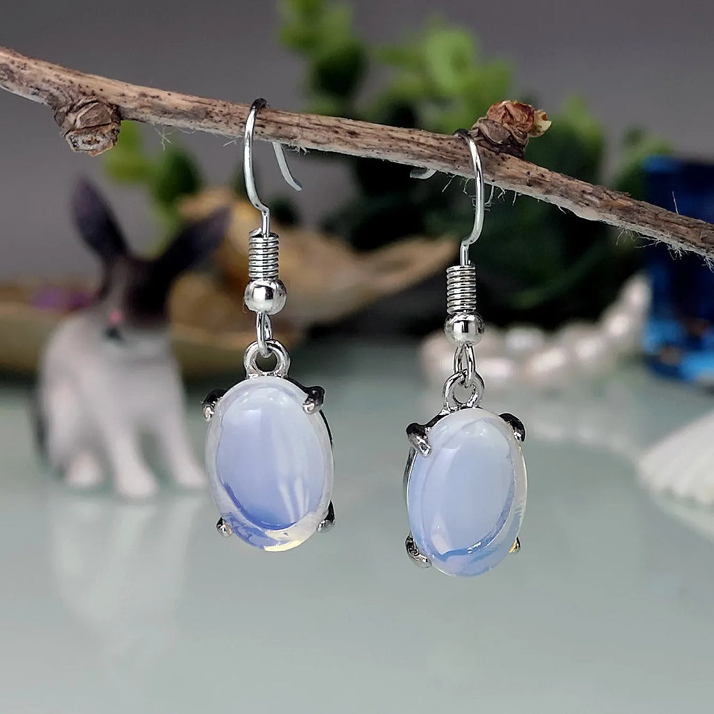 Moonstone opal cross design earrings with electroplated alloy retro style