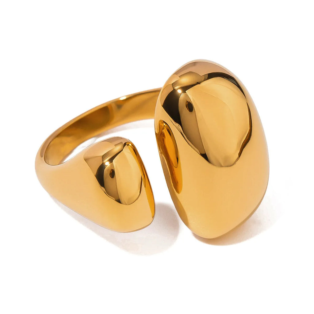 Women's stainless steel geometric open ring with electroplated finish
