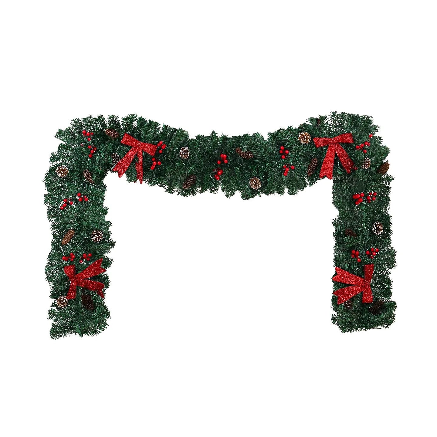 PVC Christmas rattan decorative cane with pine cone bow arrangement in European style design