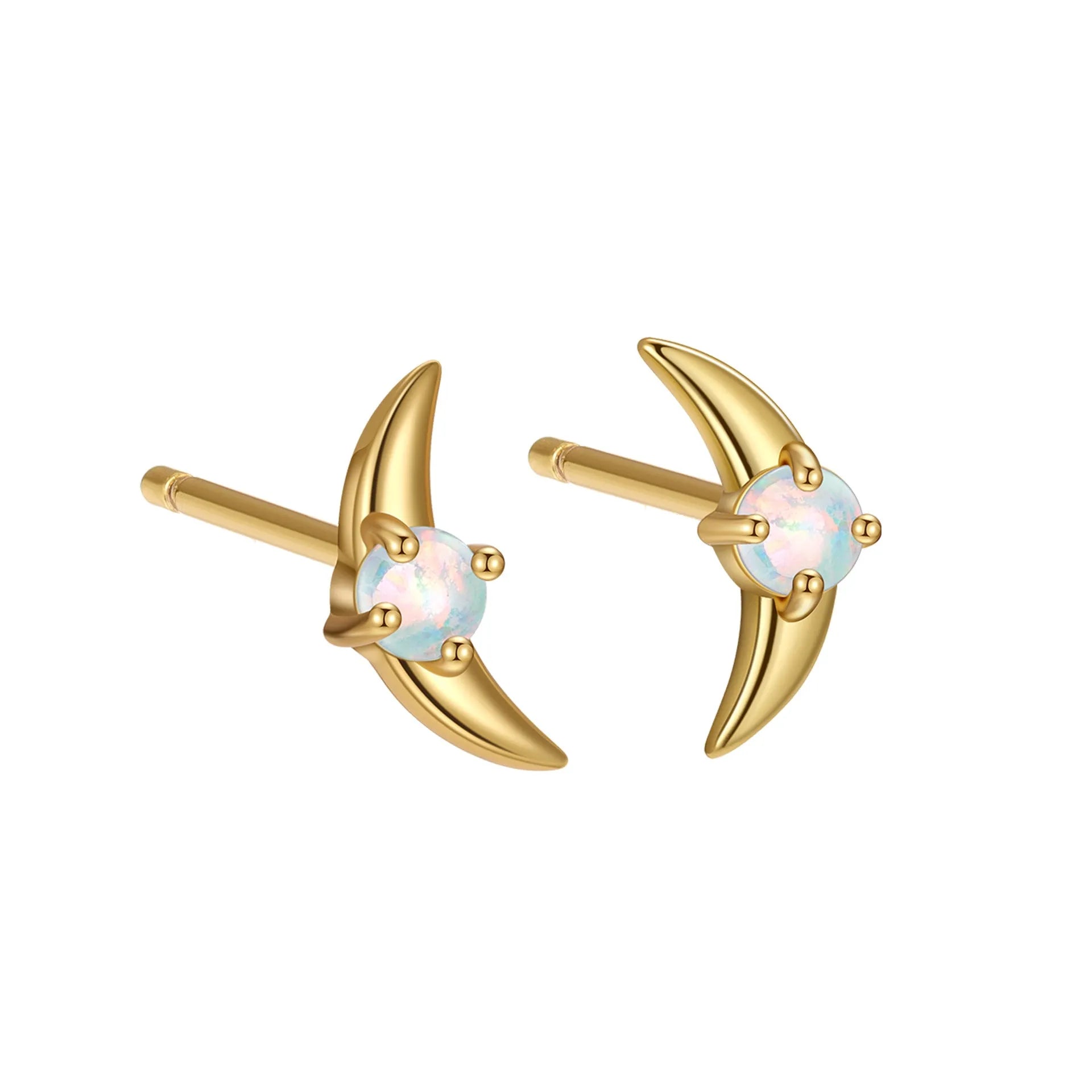 925 silver geometric stud earrings with electroplated finish and coloured stone