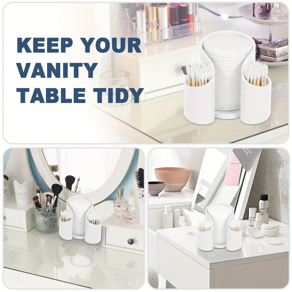 Modern solid colour plastic cotton storage box for dental floss and bathroom essentials.
