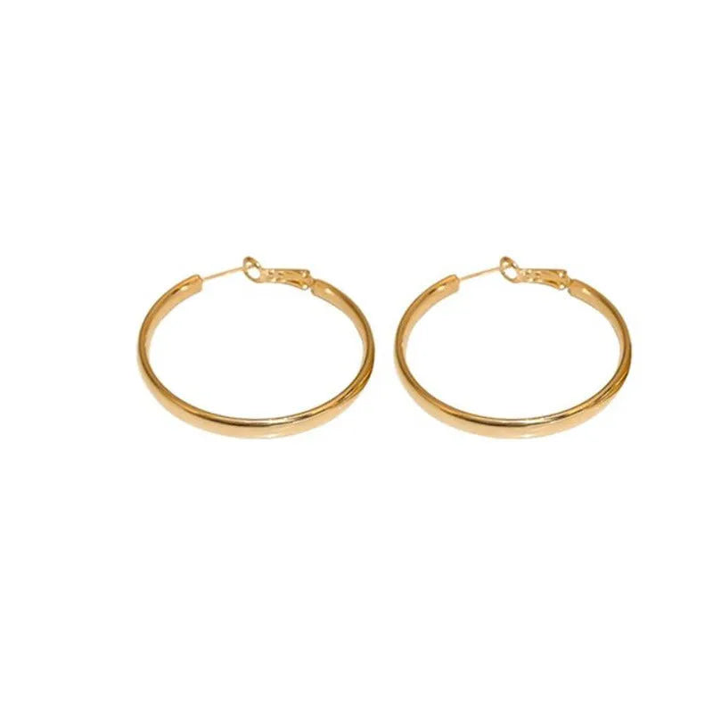 Gold and silver 40mm diameter electroplated copper circle earrings