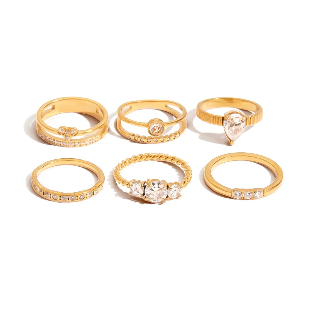 Geometric titanium steel zircon ring in a European and American style design.