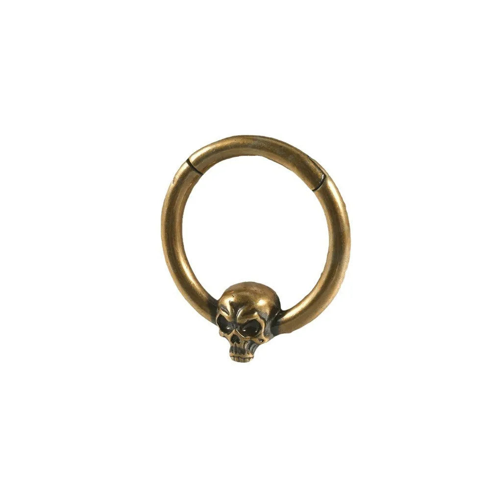 Copper ghost head punk earrings in antique silver or gold plating