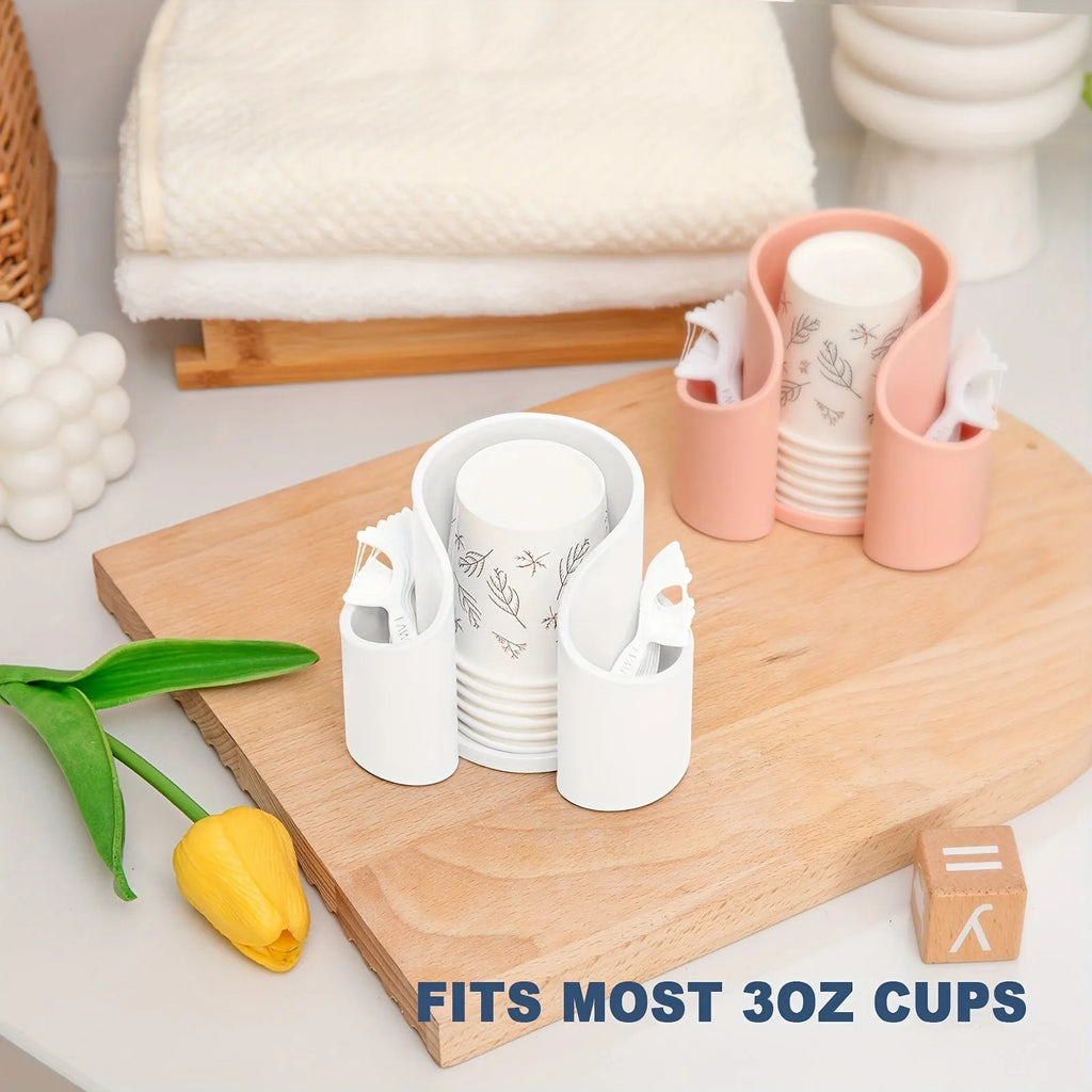 Modern solid colour plastic cotton storage box for dental floss and bathroom essentials.