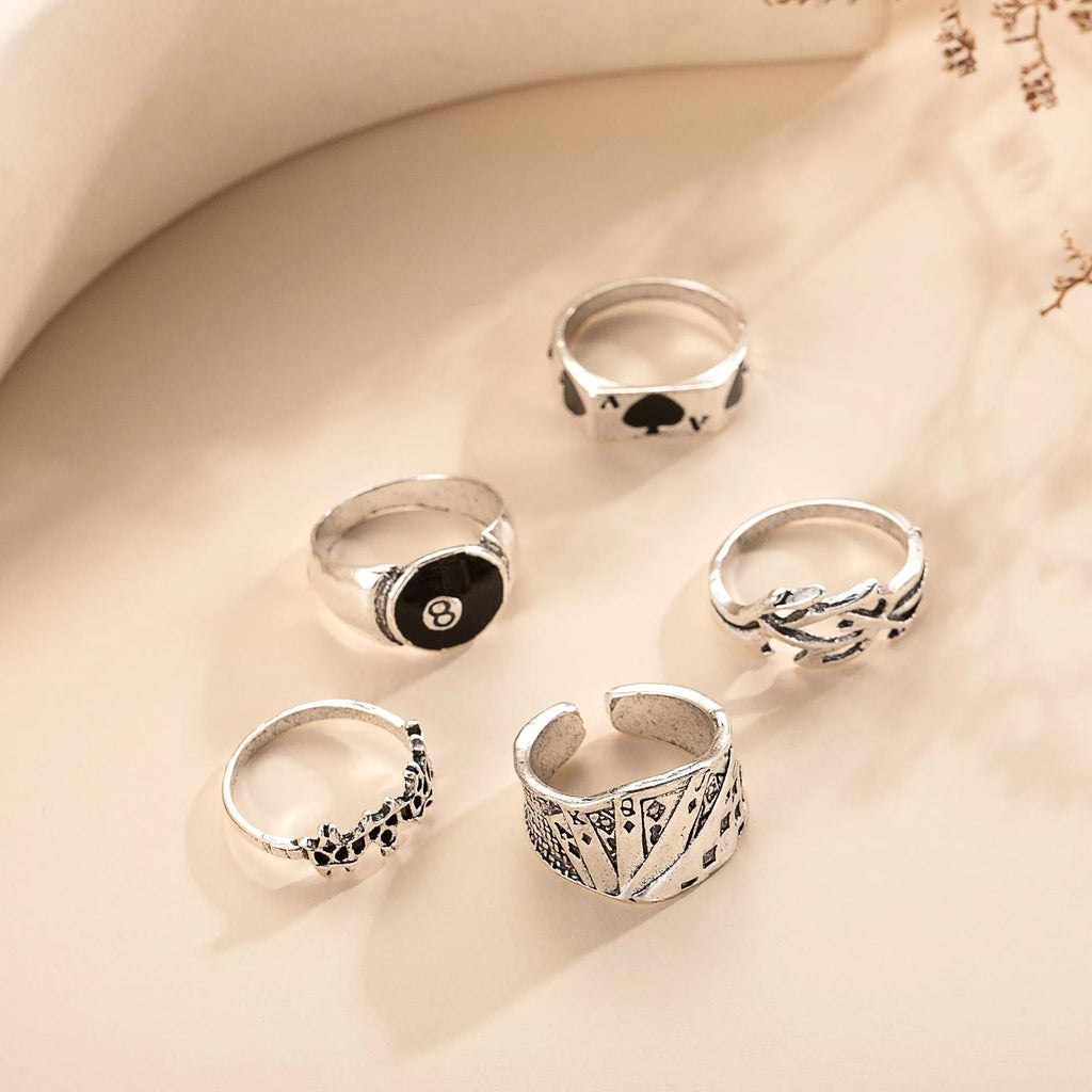 Black alloy ring with spade card design for women's poker-themed jewellery