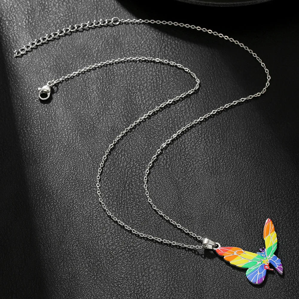 Stainless steel friendship necklace with colour printed inspirational design on chain.
