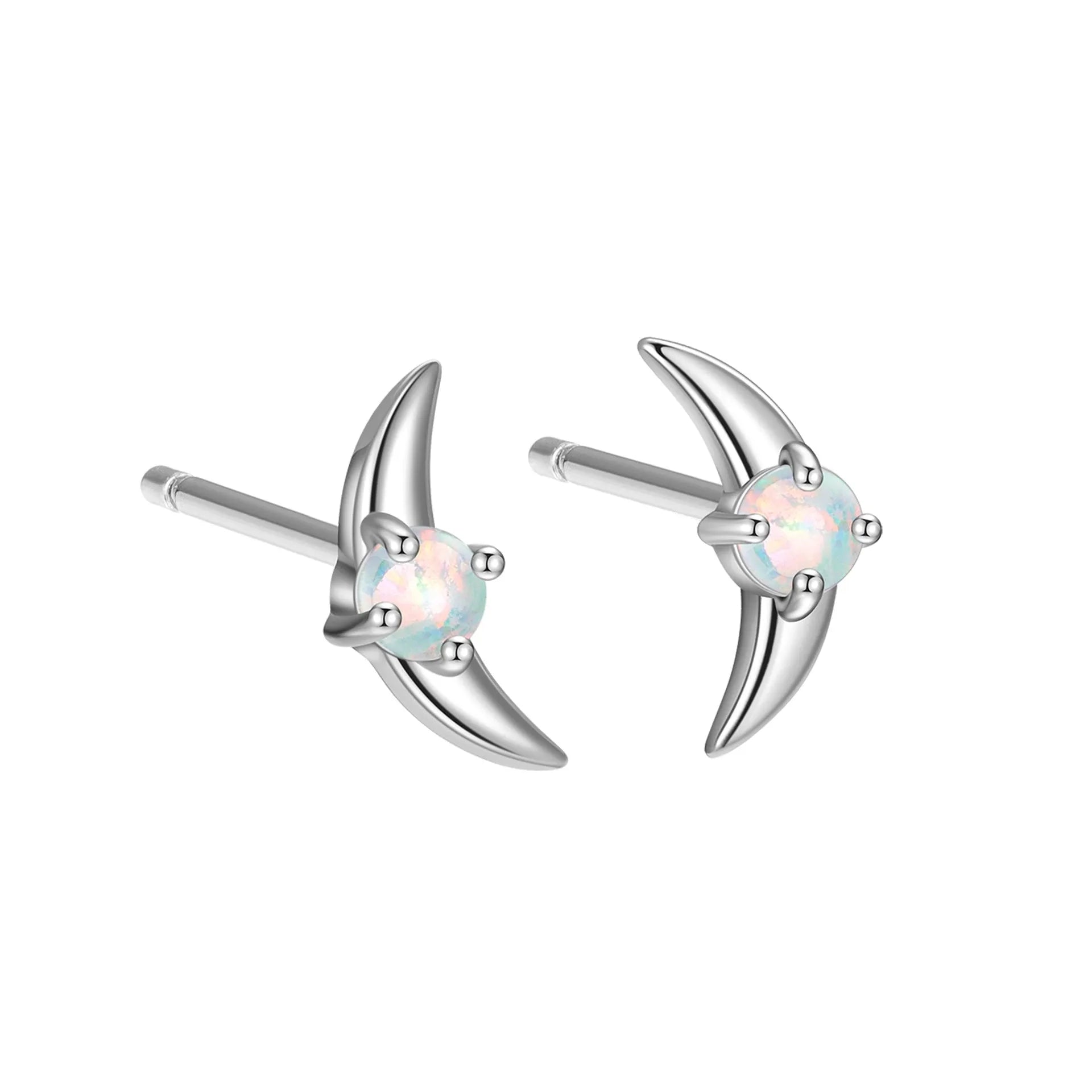925 silver geometric stud earrings with electroplated finish and coloured stone