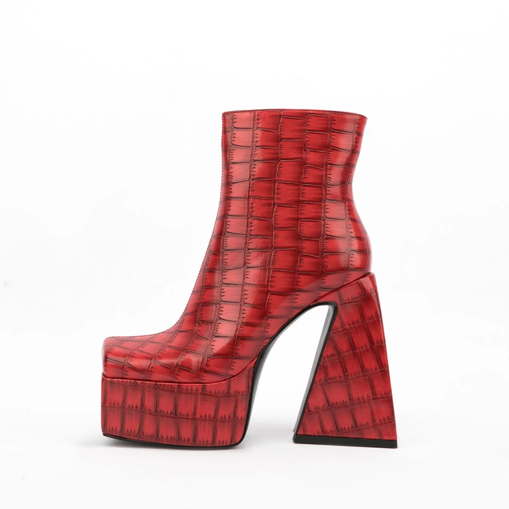 Women's ankle boot with a high heel in artificial PU leather, shown in a solid colour.