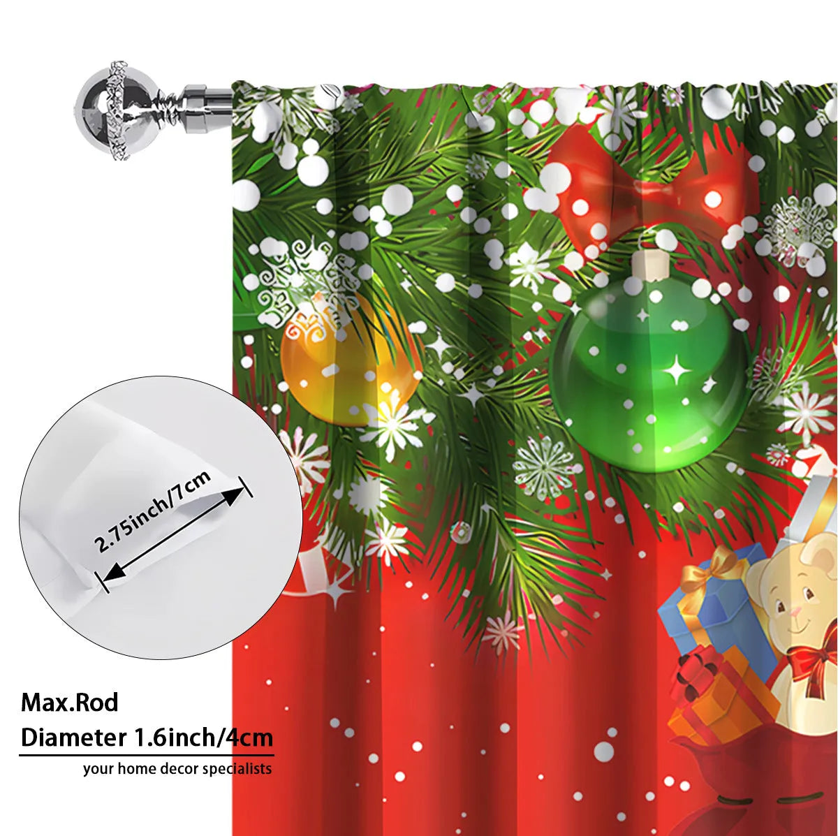 3D digital printed Christmas pattern on polyester curtain hanging in a window