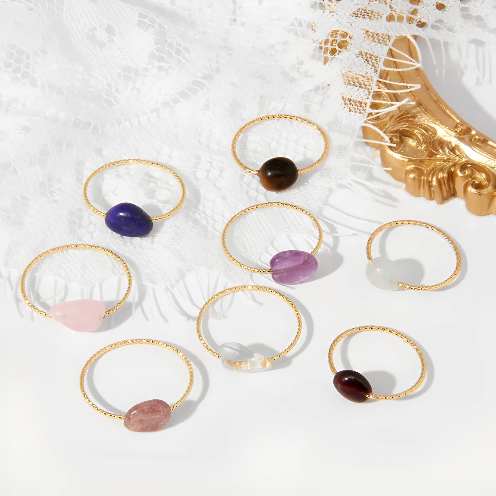 Women's geometric agate ring original design with coloured stone centrepiece